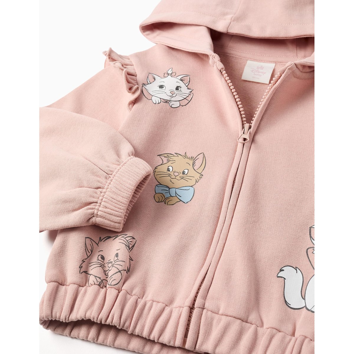 Sweat zippé en coton peigné à capuche et imprimés Les Aristochats mauve clair, ZIPPY