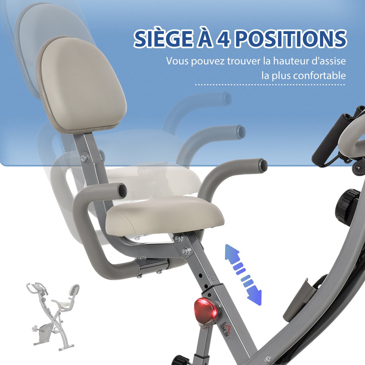 Vélo d'appartement magnétique Acier Gris, gris, HOMCOM