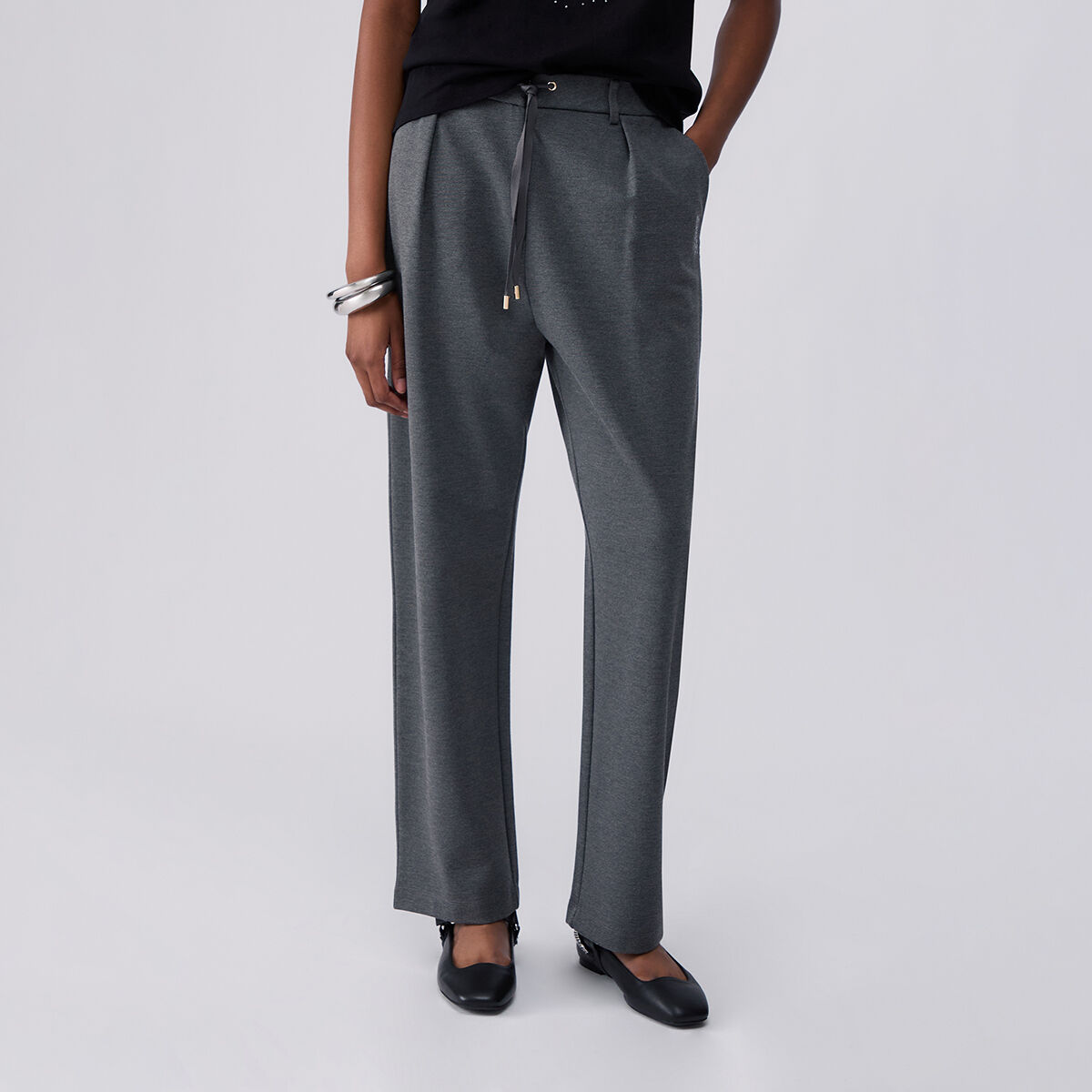 Pantalon à cordon de serrage gris, LIU JO