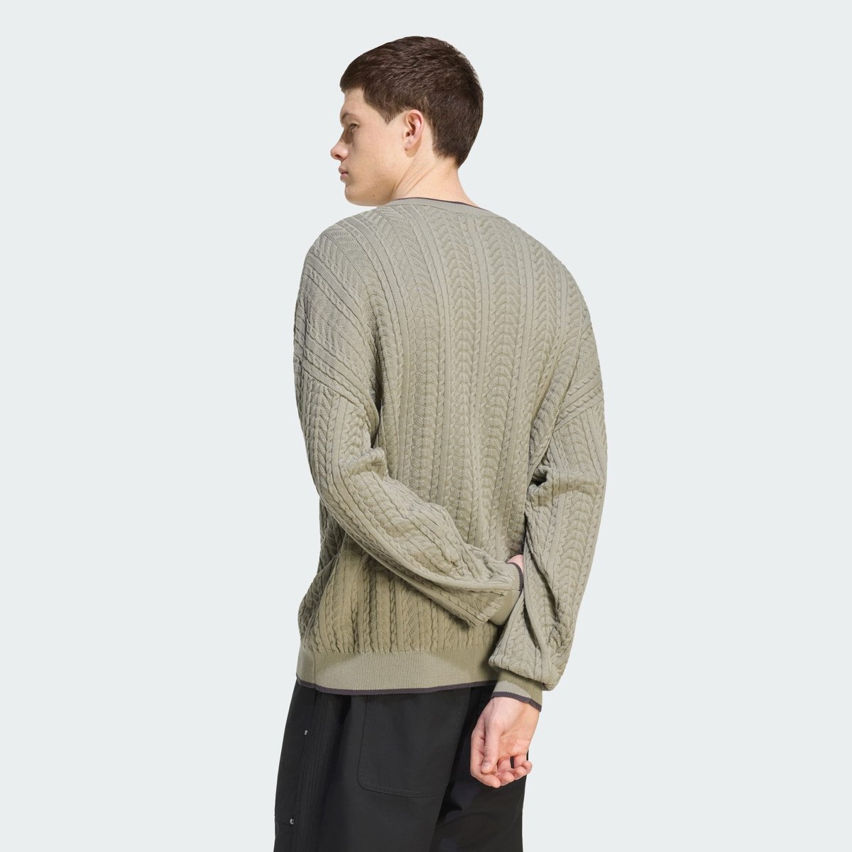 Pull Col En V Maille Torsadée Pull Col En V Maille Torsadée silver pebble, adidas Originals