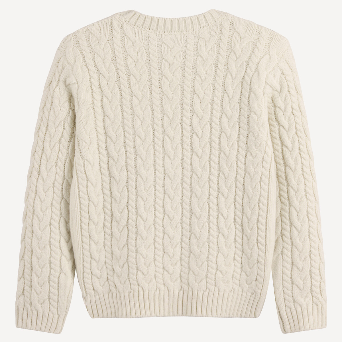 Pull col rond en grosse maille torsadée ecru, LA REDOUTE COLLECTIONS