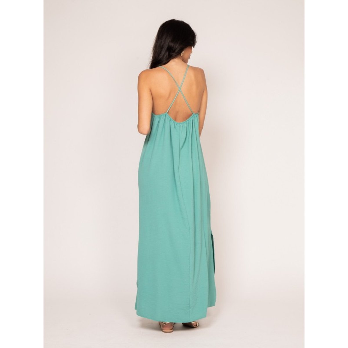 Robe Longue à Bretelles Iggy vert d'eau, DONA LISA