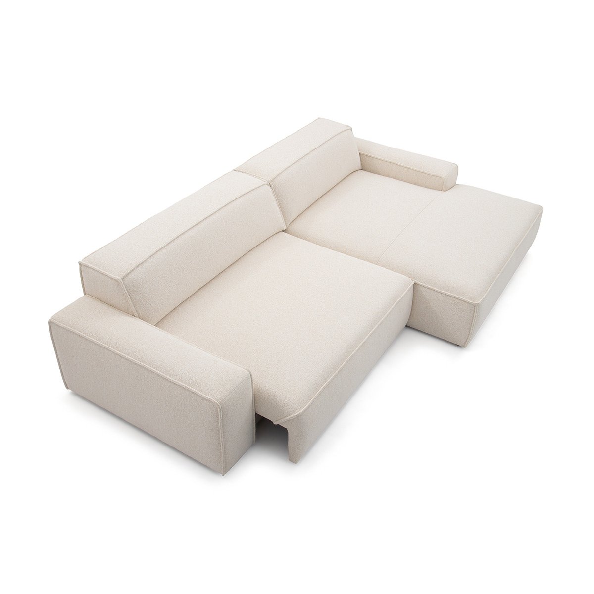 Canapé d'angle convertible 3 places en tissu chiné, ABEL beige, BOBOCHIC