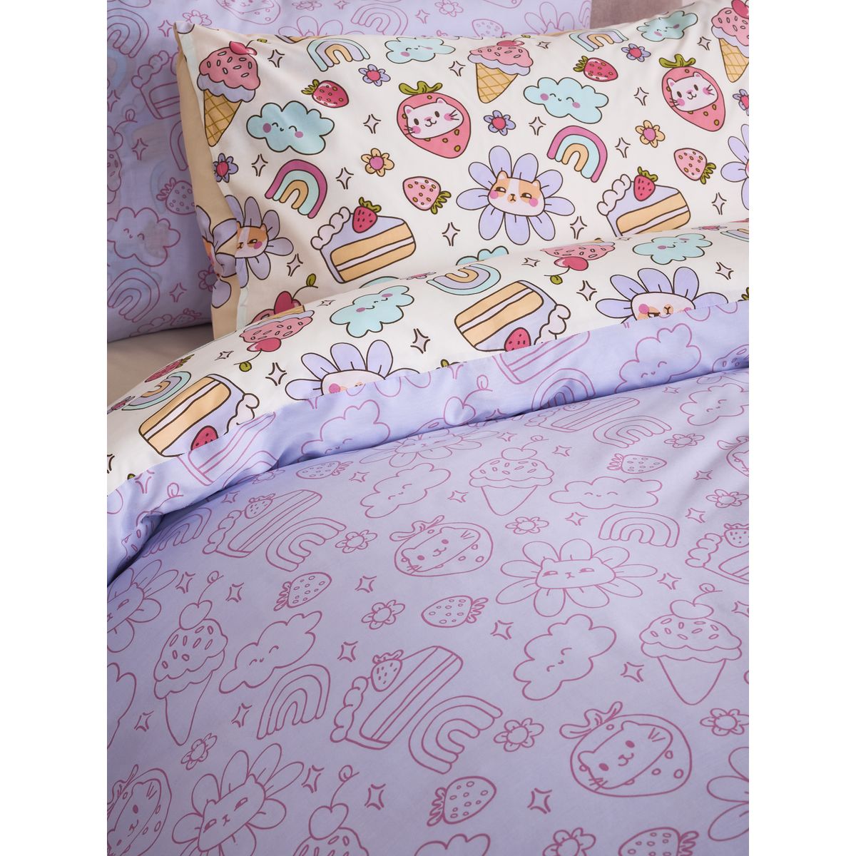 Housse de couette/taies d’oreiller, lot 2 personnage kawaii, NEXT