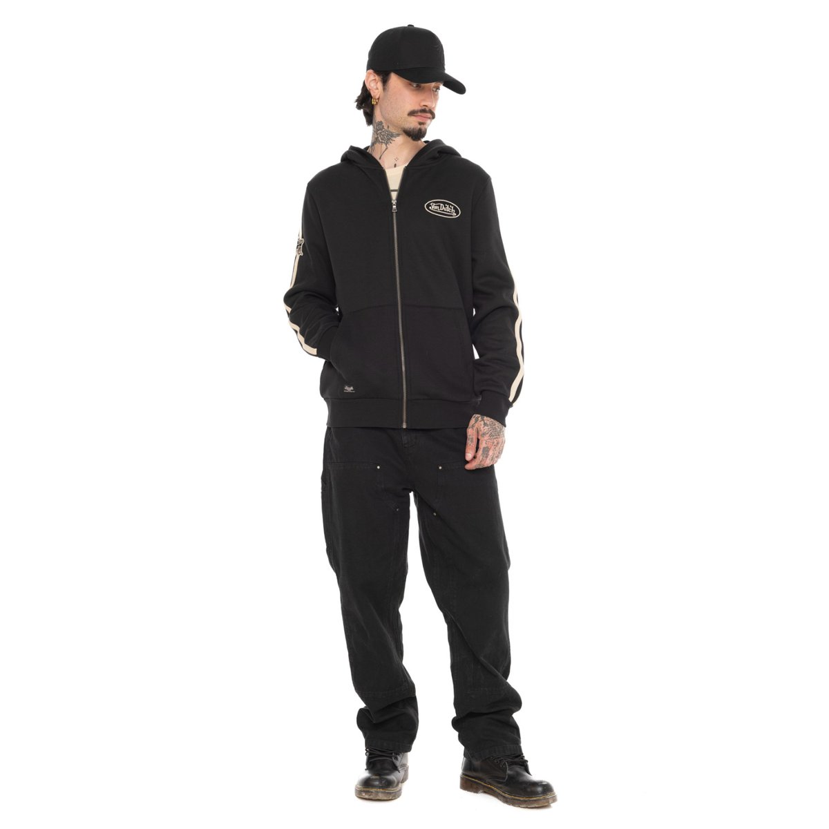 Sweatshirt coton IZAN noir/beige, VON DUTCH