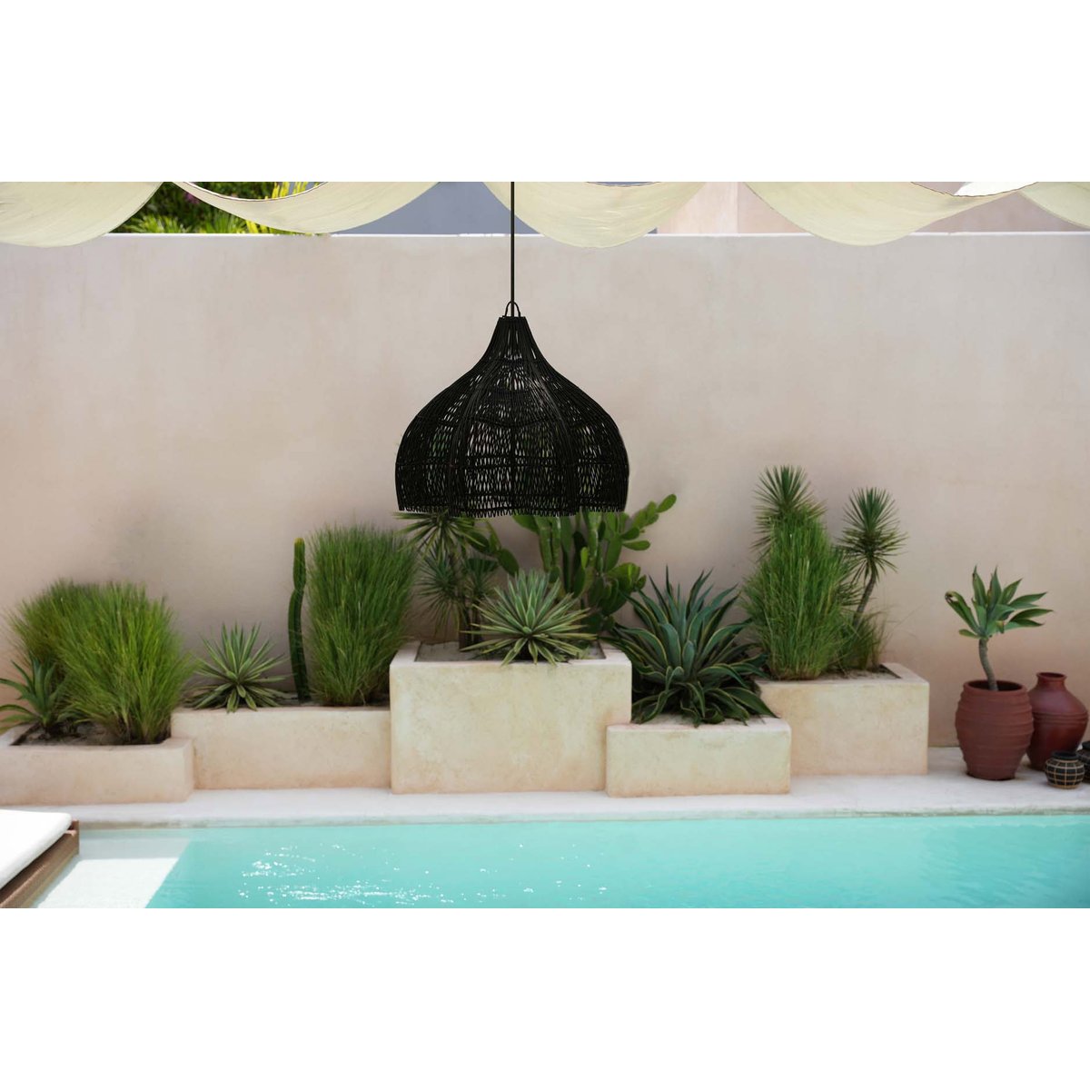 Suspension en rotin WHIPPED noir, BAZAR BIZAR