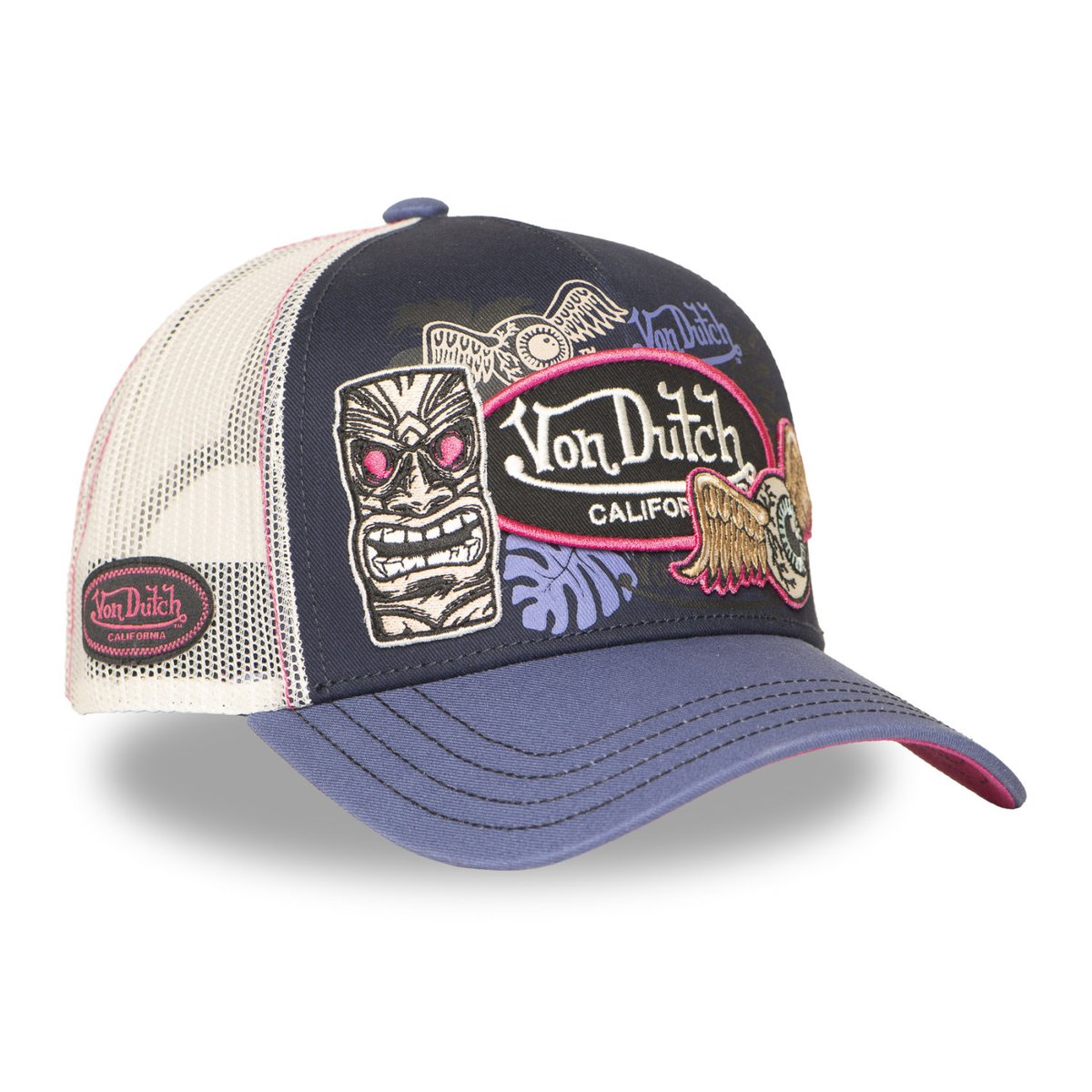 Casquette Trucker Patches violet/bleu foncé/rose/beige, VON DUTCH