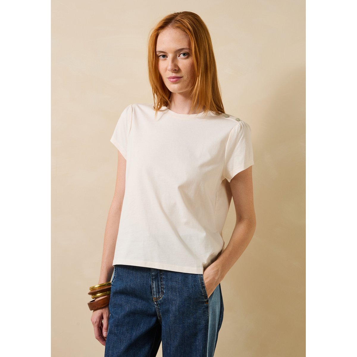 T-shirt manches courtes en coton biologique sahara, LA FEE MARABOUTEE