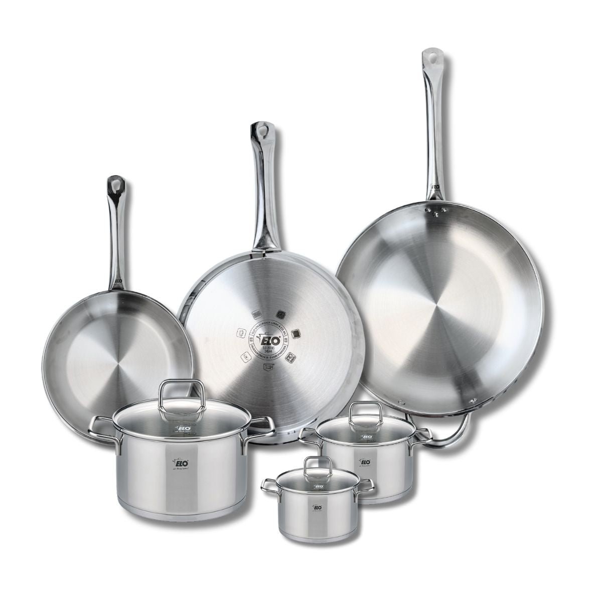 3 poêles 24/28/32cm + 3 faitouts 12/14/20cm PROFI CITRIN gris, ELO