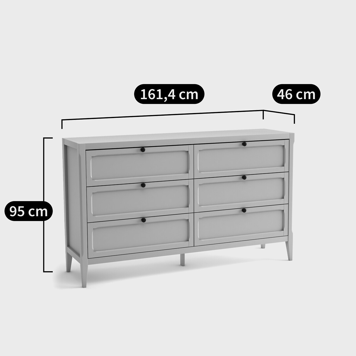 Eugénie Chest of 6 Drawers light grey, LA REDOUTE INTERIEURS