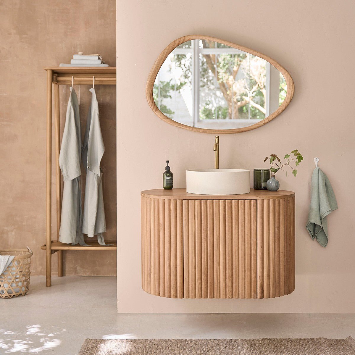 Miroir organique en bois massif 60x90 cm FIFTIES naturel, BERAH GETAH