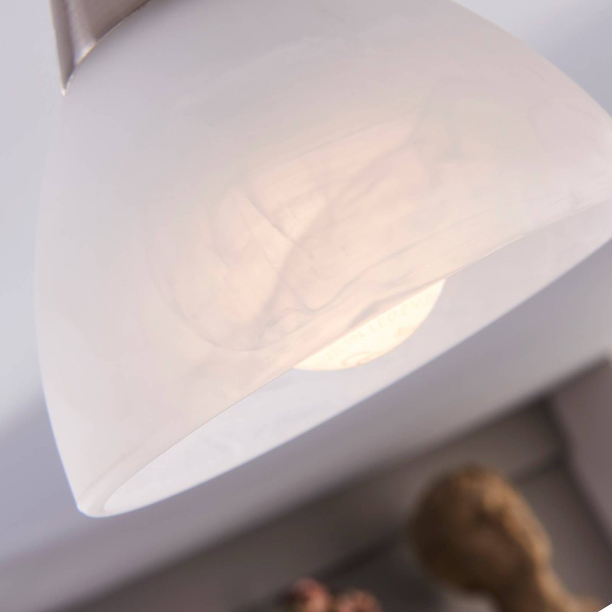 Plafonnier en verre traditionnel, Della blanc, nickel mat, LINDBY