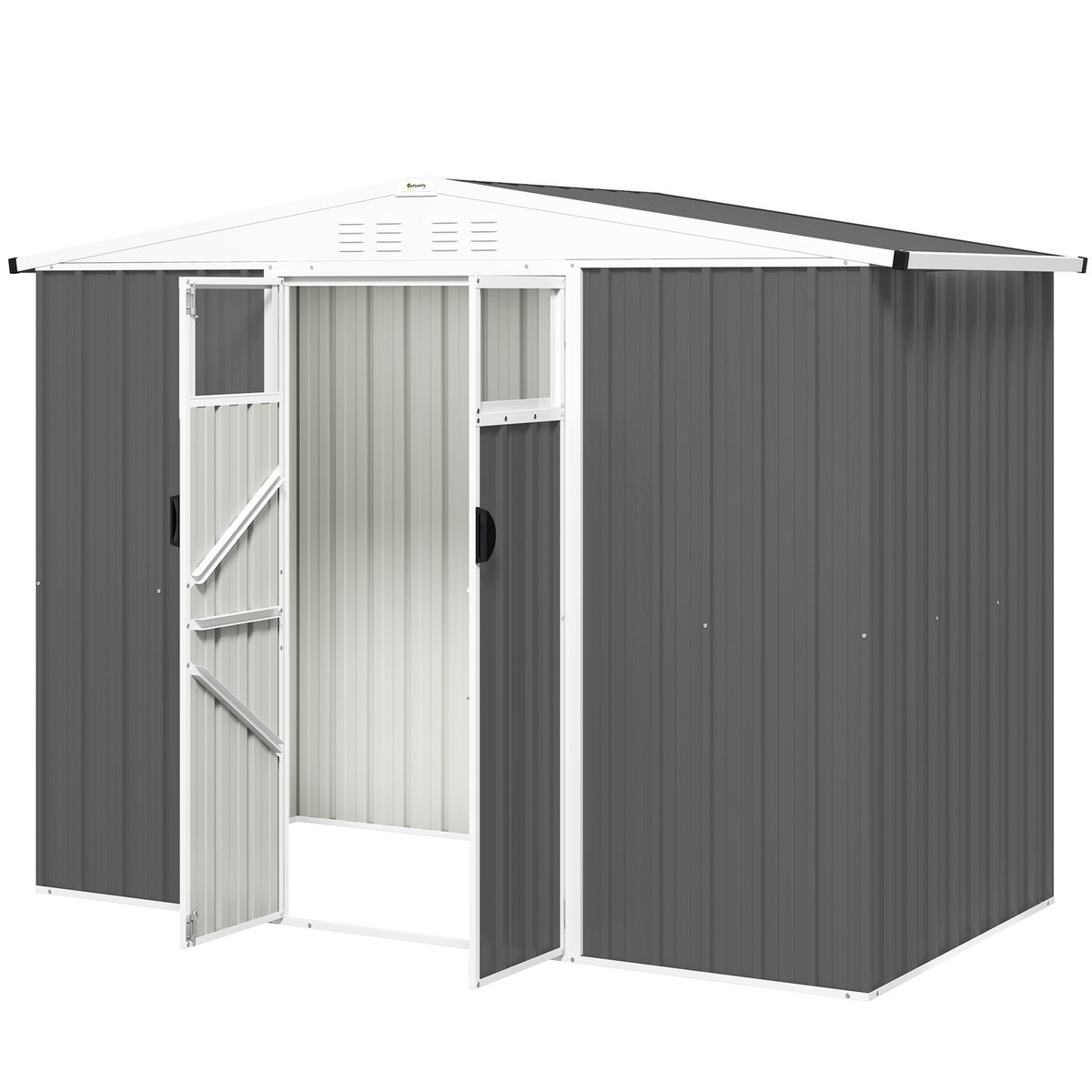 Abri de jardin surface 2,7 m² - 2 portes fenêtres évents - tôle d'acier gris, OUTSUNNY