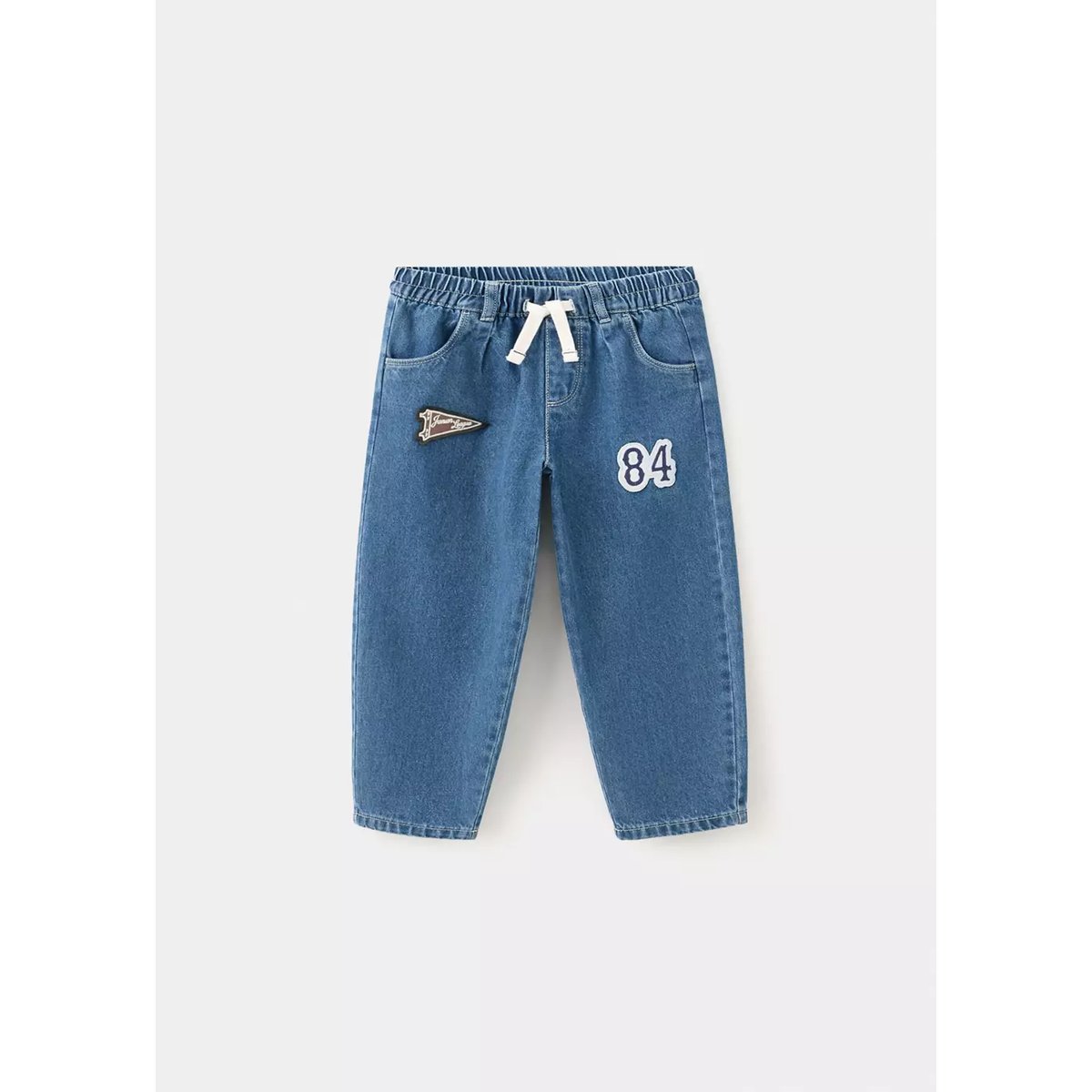 Jean comfy-fit écussons bleu moyen, MANGO BABY