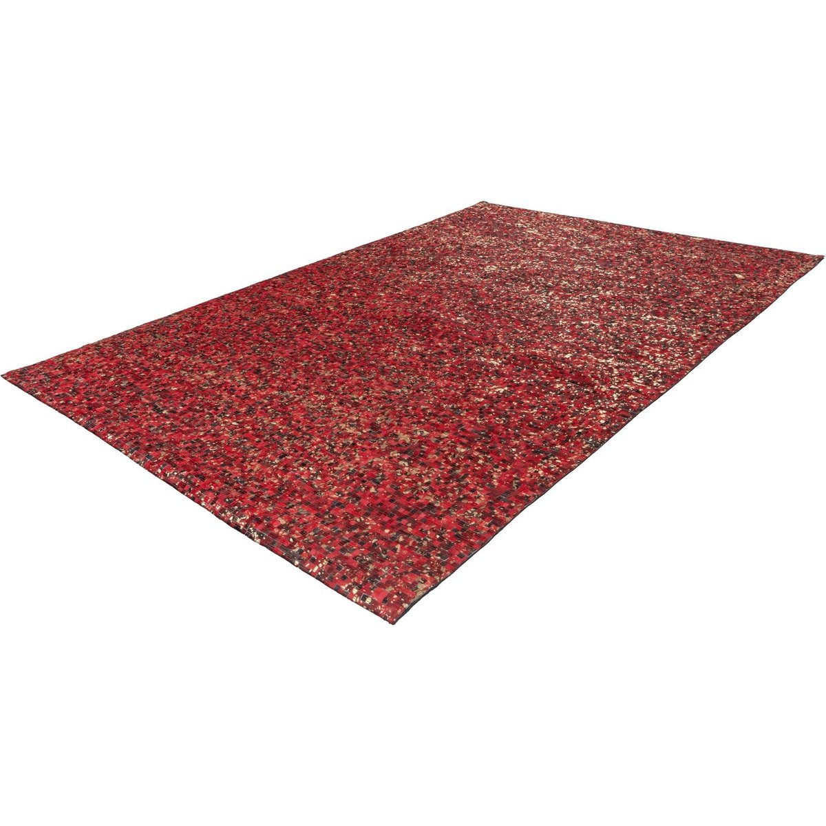 Tapis rectangulaire en cuir, FINISH rouge, or, ARTE ESPINA