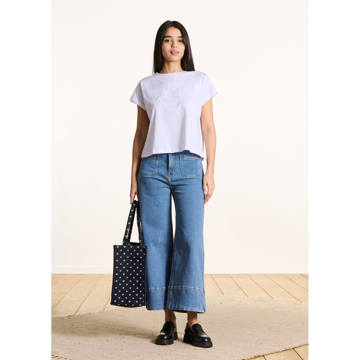 T-shirt oversize en coton biologique manches courtes blanc, LA FEE MARABOUTEE