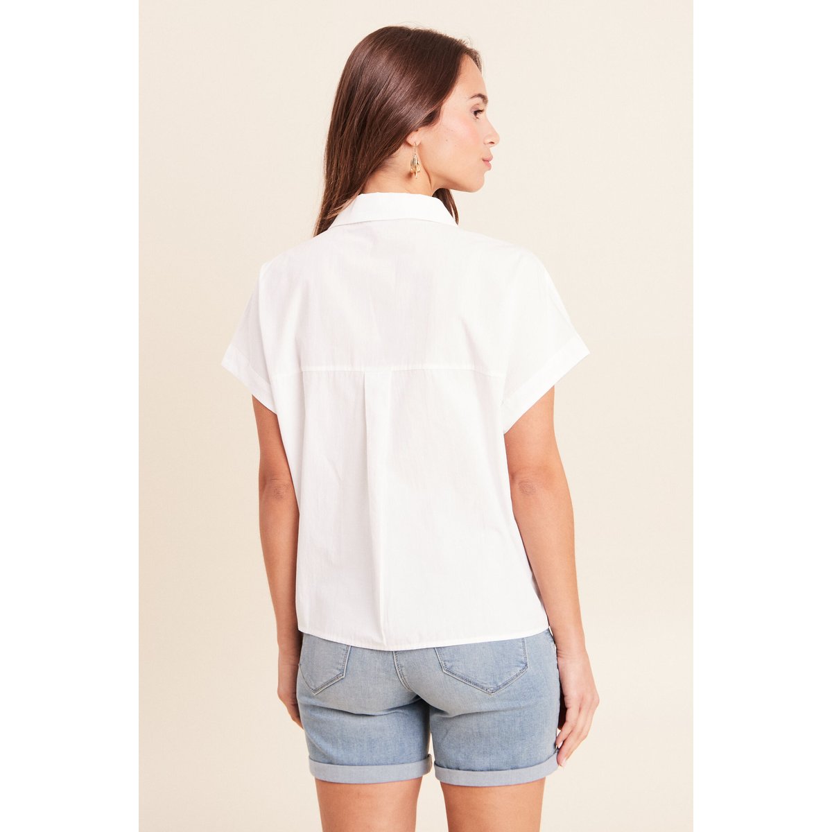 Chemise col chemise manches courtes blanc, BREAL