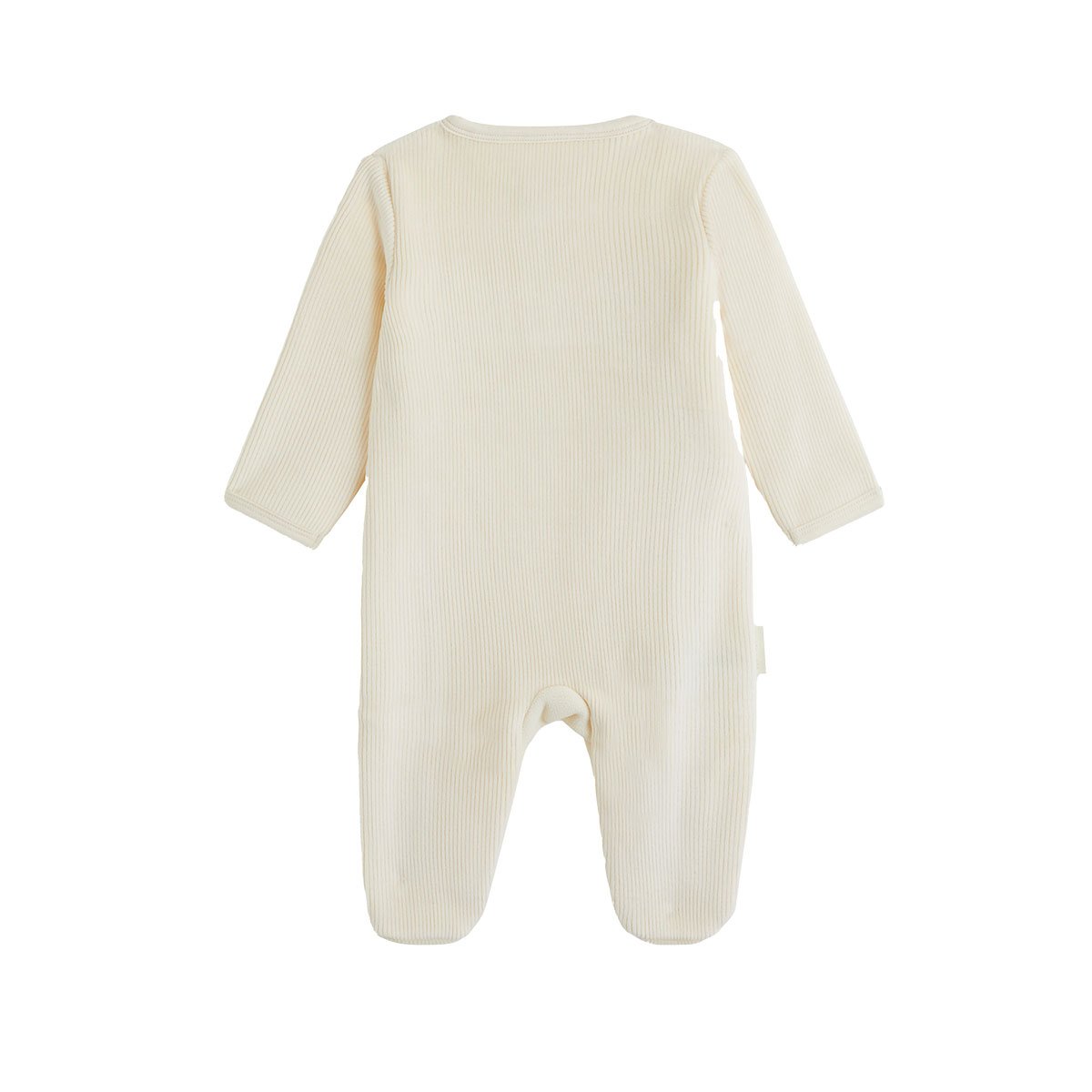 Pyjama bébé en velours ouverture pont Neige ecru, PETIT BEGUIN