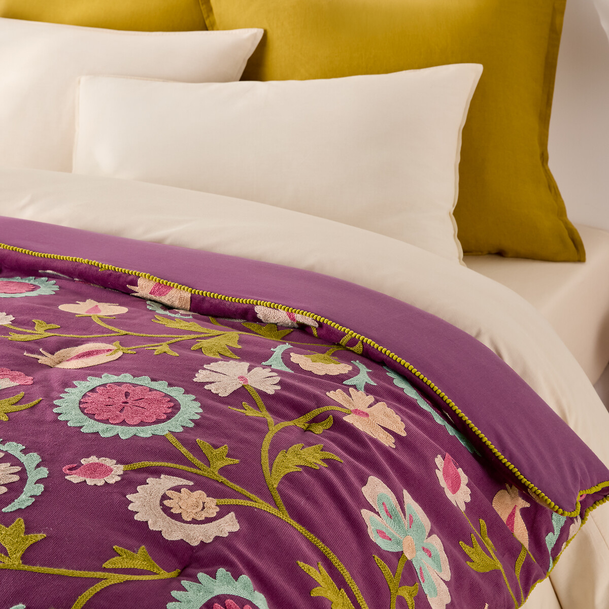 Édredon matelassé en velours de coton, IZILD framboise, LA REDOUTE INTERIEURS
