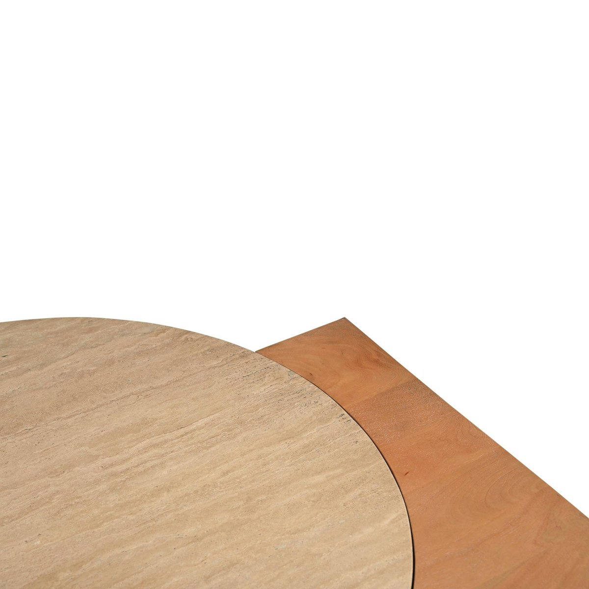 Table basse travertin et bois style design DUOMO beige, PIER IMPORT