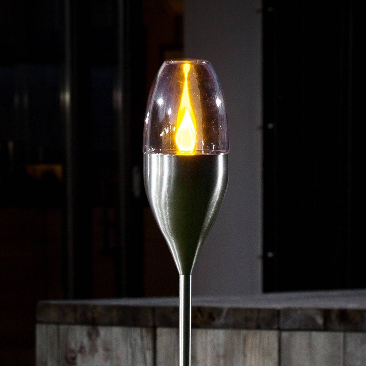 Lampe solaire en inox moderneLED, Jari acier inoxydable, transparent, LINDBY