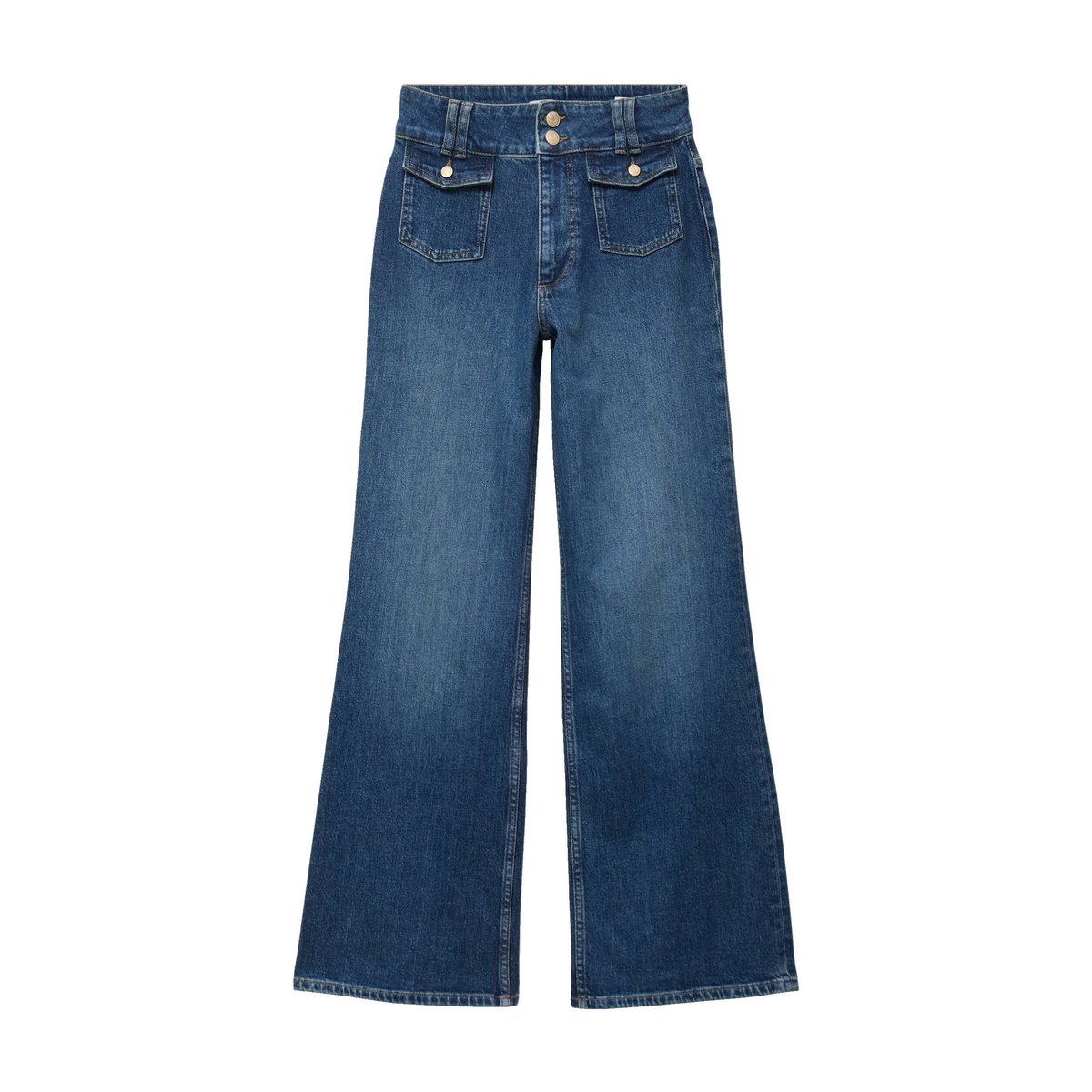 Jeans bootcut taille haute bleu, BONOBO