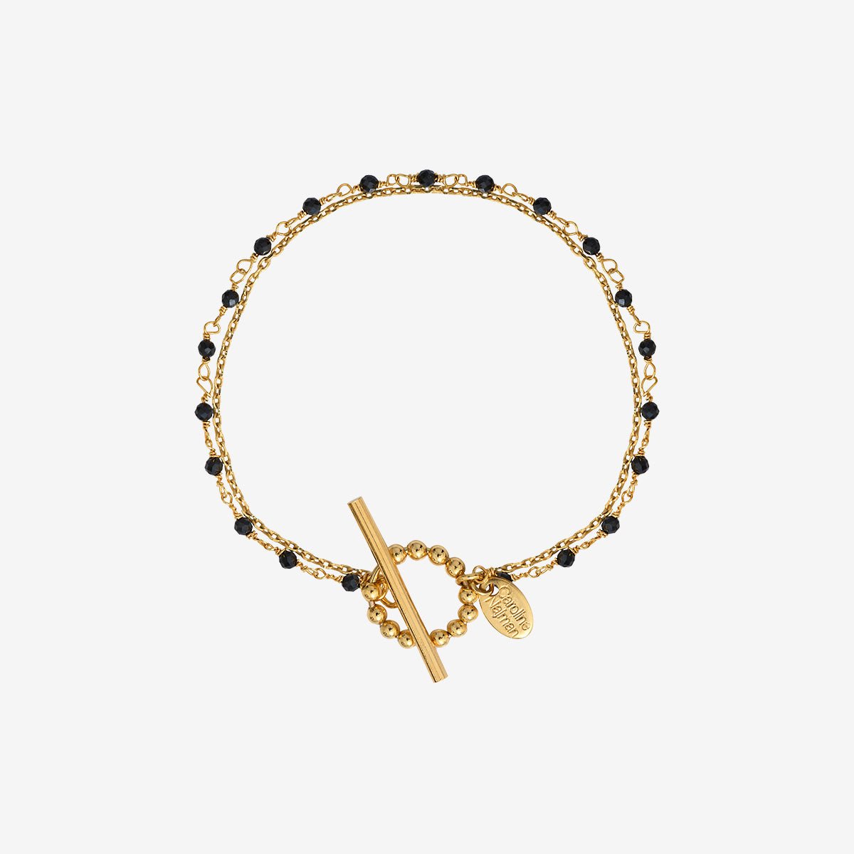 Bracelet doré onyx - roxane onyx noir, CAROLINE NAJMAN