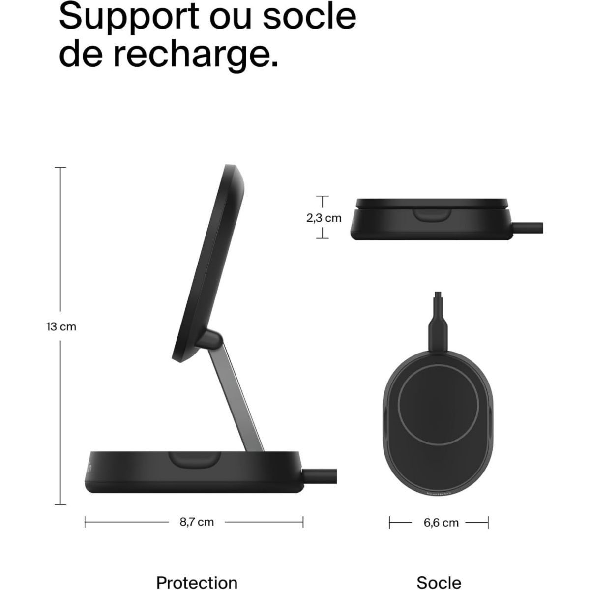 Chargeur induction support recharge 15W 2 en 1 pliable couleur unique, BELKIN
