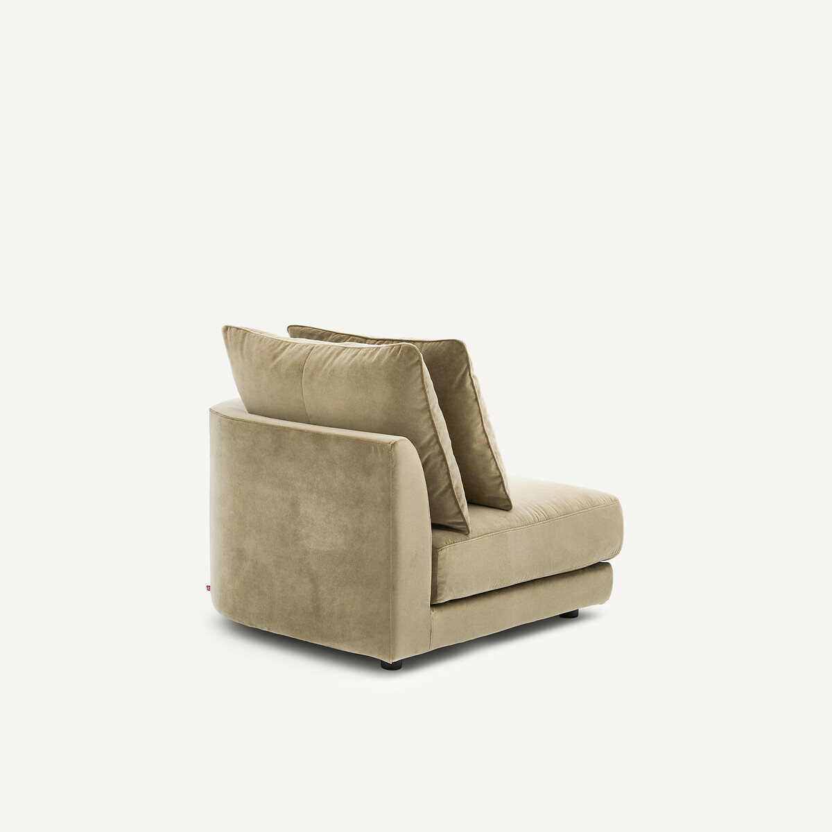 Demi-canapé droit, arrondi, modulable en velours de lin, TIBERIO tilleul, AM.PM