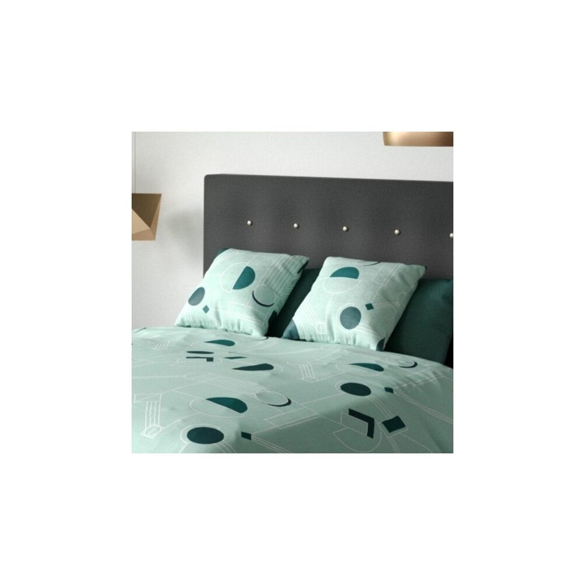 Housse de couette 260x240 HAWAK + 2 taies microfibre vert, DECORATIE