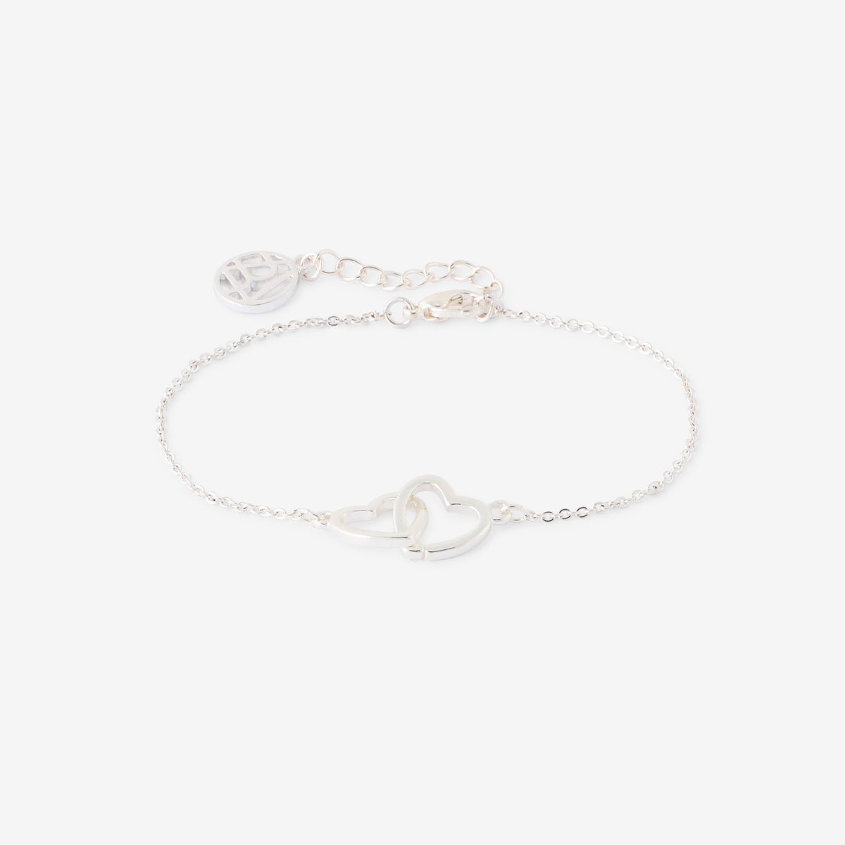 Bracelet chaîne fine cœurs entremêles argentés argenté, BALABOOSTE