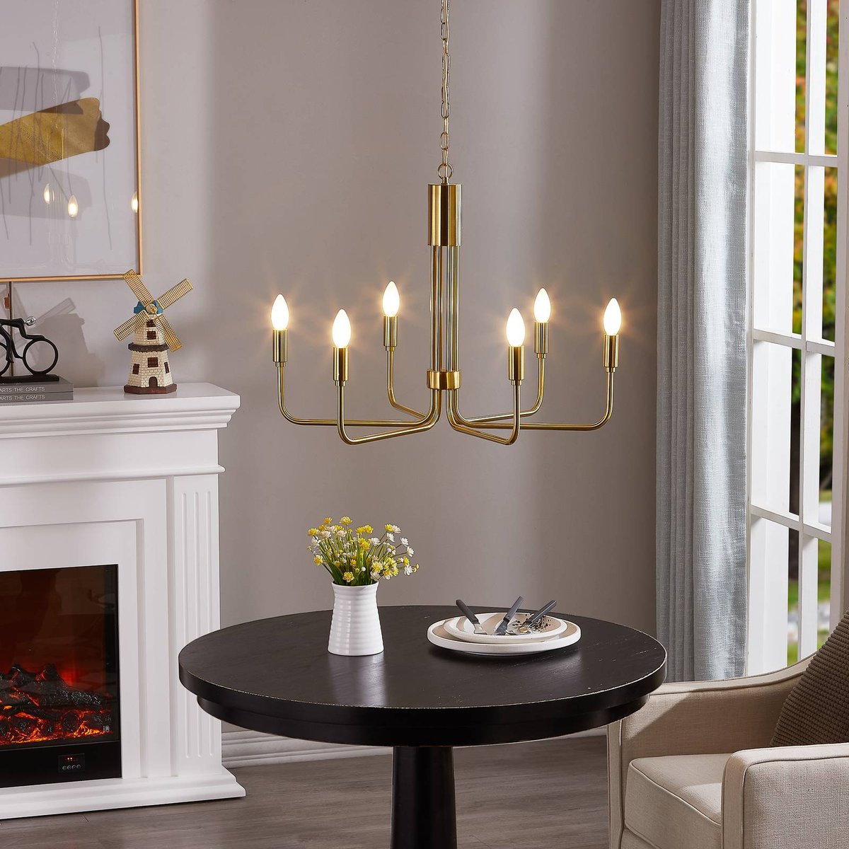 Lustre en métal antique, Elanova laiton, LINDBY