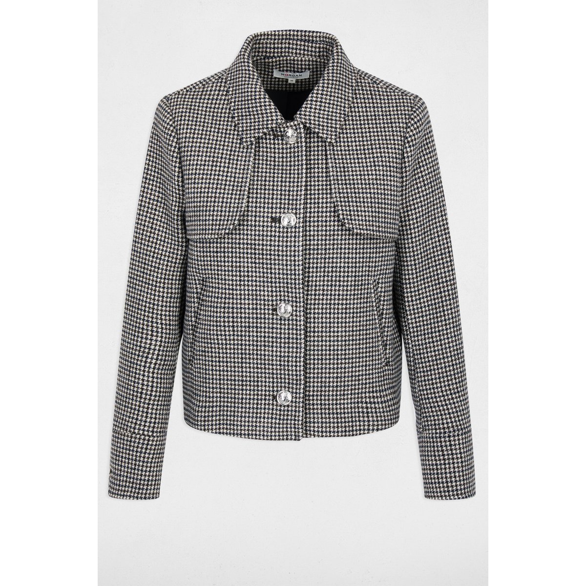 Manteau court col tailleur multicolore, MORGAN