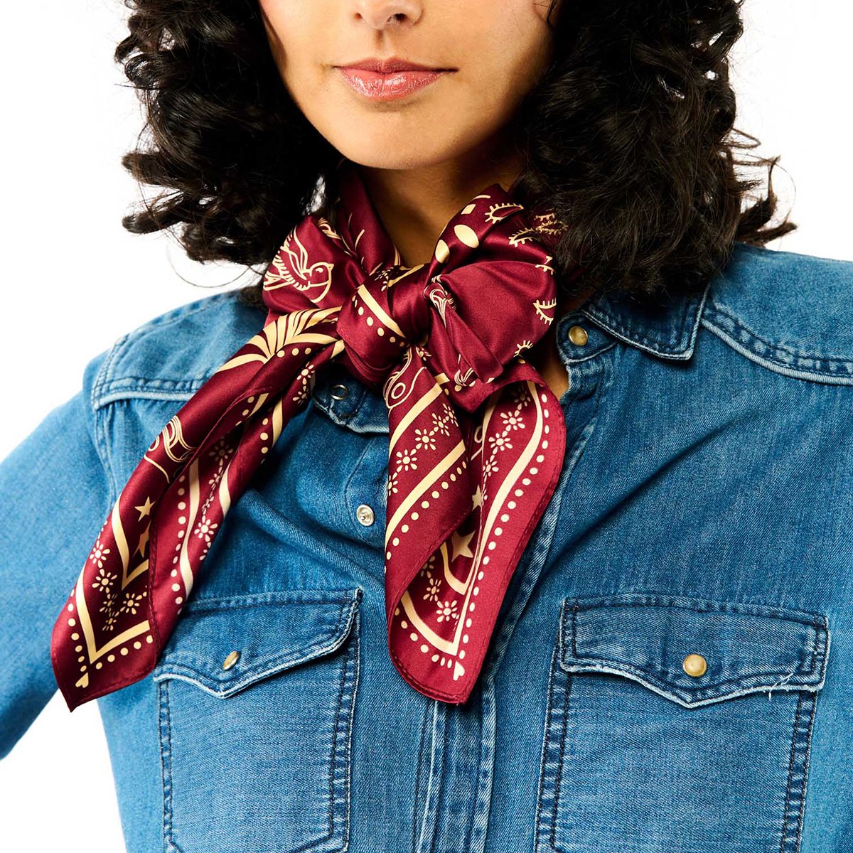 Fooulard medium à motifs BANDANA bordeaux, WILD