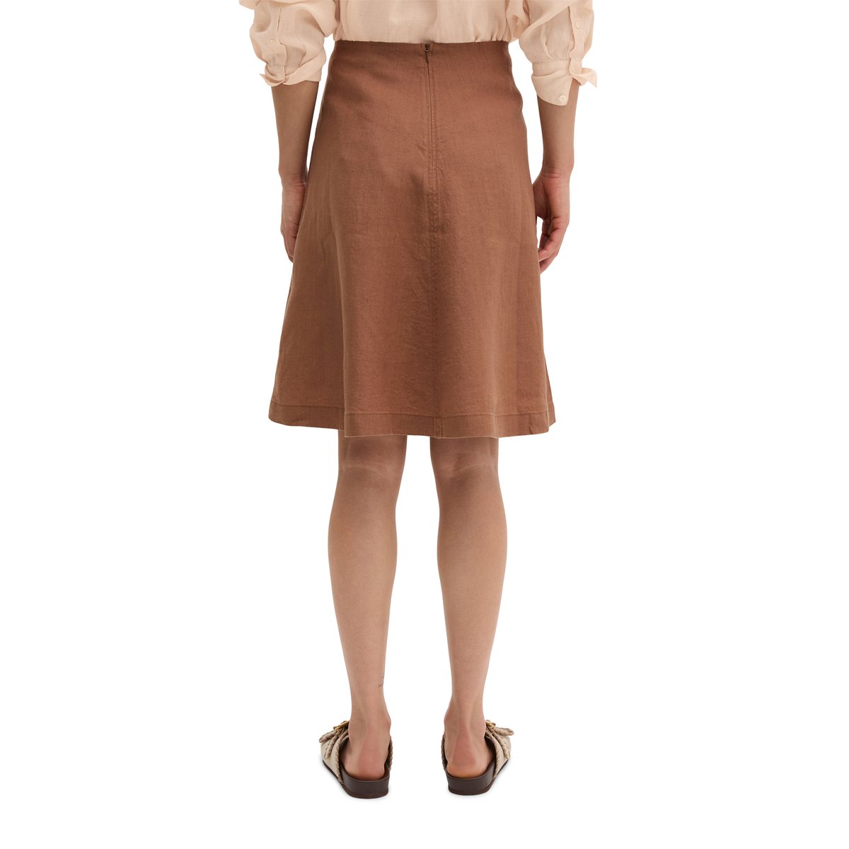 Jupe en lin A-Shape avec fermeture éclair sans couture marron, MARC O'POLO