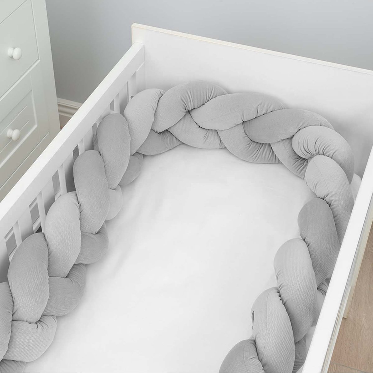Tresse de lit universelle, tour de lit MAISON SEVIRA gris clair, SEVIRA KIDS