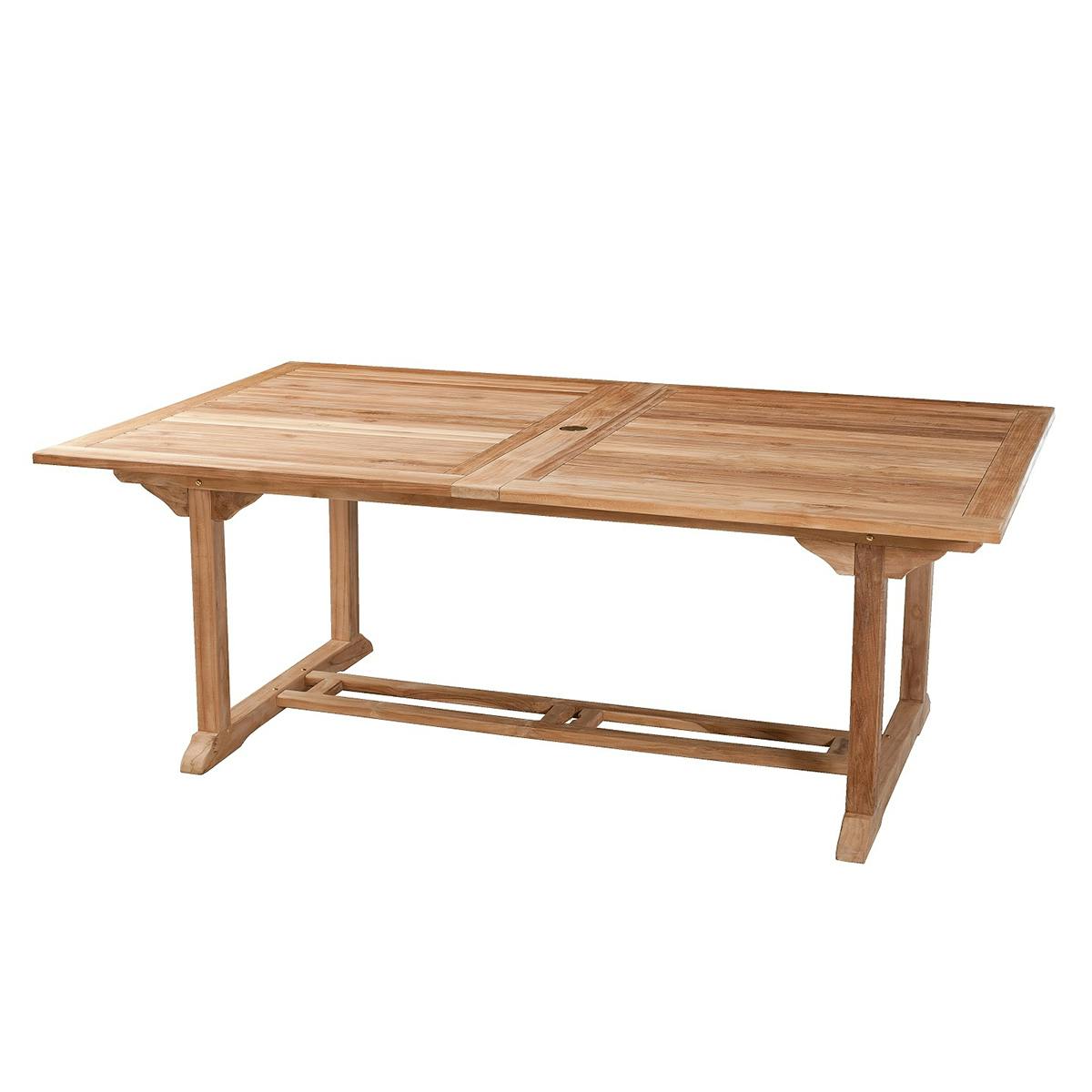 Table de jardin extensible rectangulaire en bois de teck massif 200/300x120cm SUMMER 14 personnes bois naturel, PIER IMPORT
