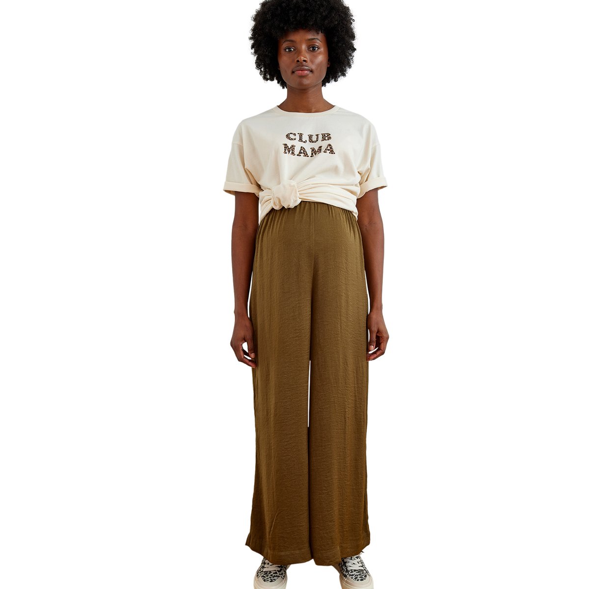 T-shirt de grossesse à message imprimé léopard en coton biologique* écru, VERTBAUDET