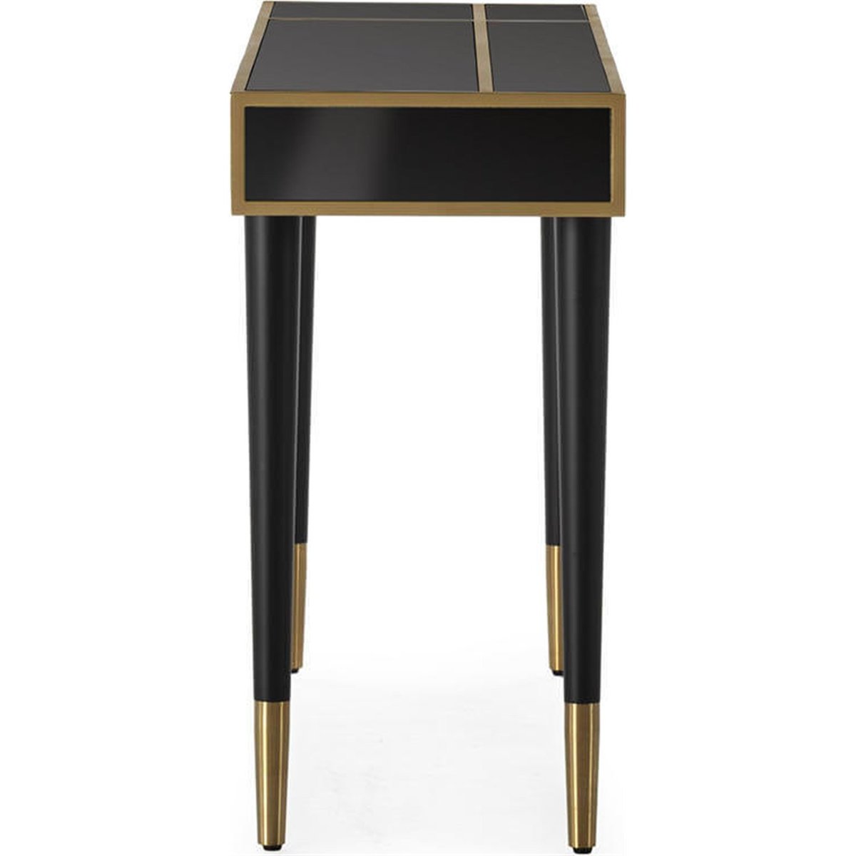 Console esprit glamour avec miroir noir et doré, RECOLLECTION
