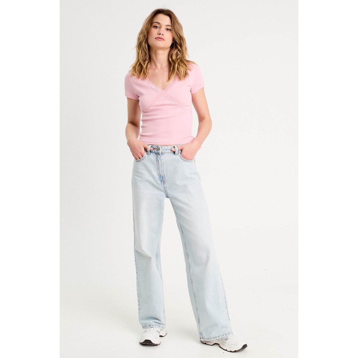 T -shirt manches courtes rose poudrée, CACHE CACHE