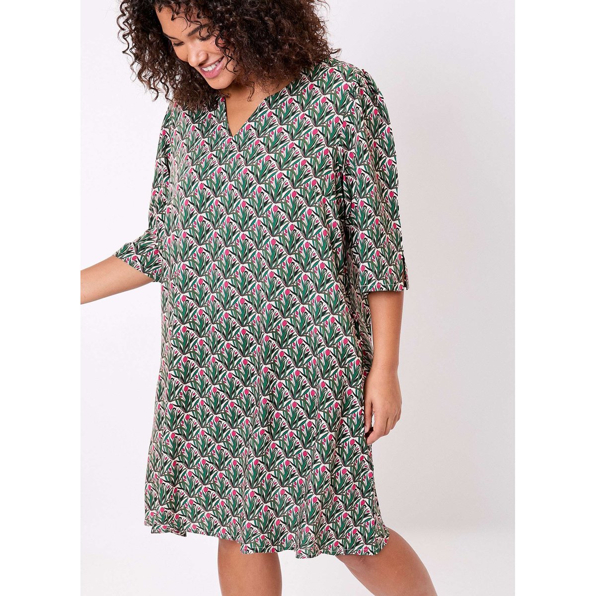 Robe midi imprimée fluide YARA vert sapin zefania, LA FIANCÉE