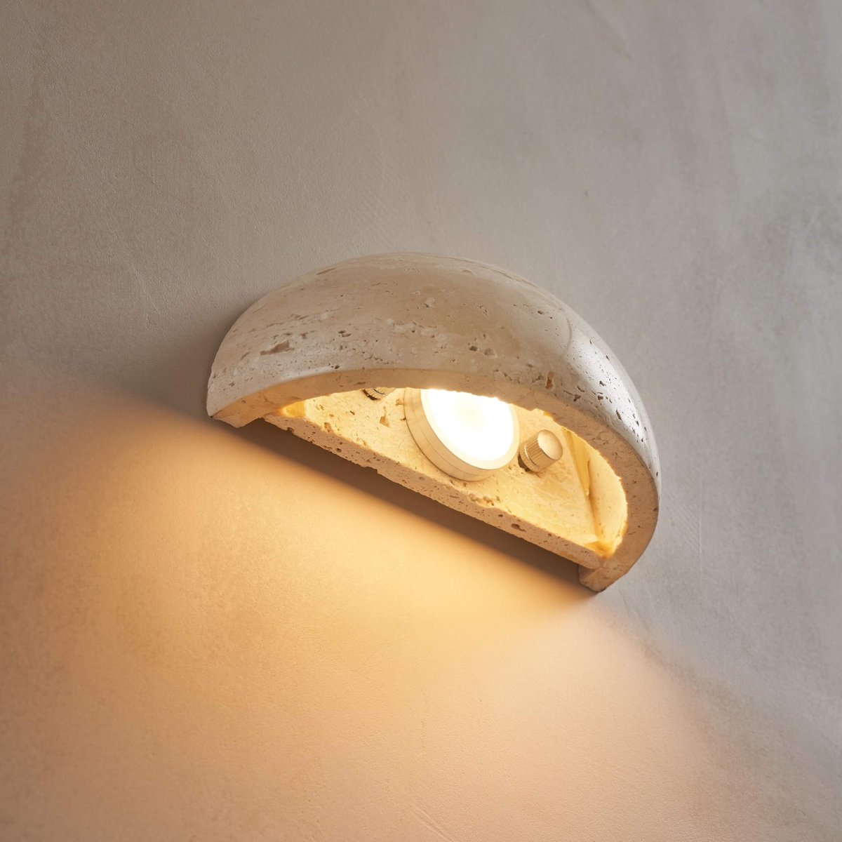 Applique LED demi-sphère travertin - SÈVE beige, KOSILUM