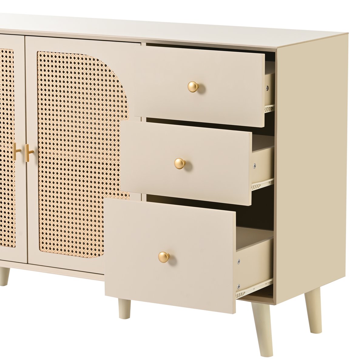 Armoire de rangement avec 2 portes 3 tiroirs et 6 couches, DAVEC Armoire crème, MEUBLES COSY