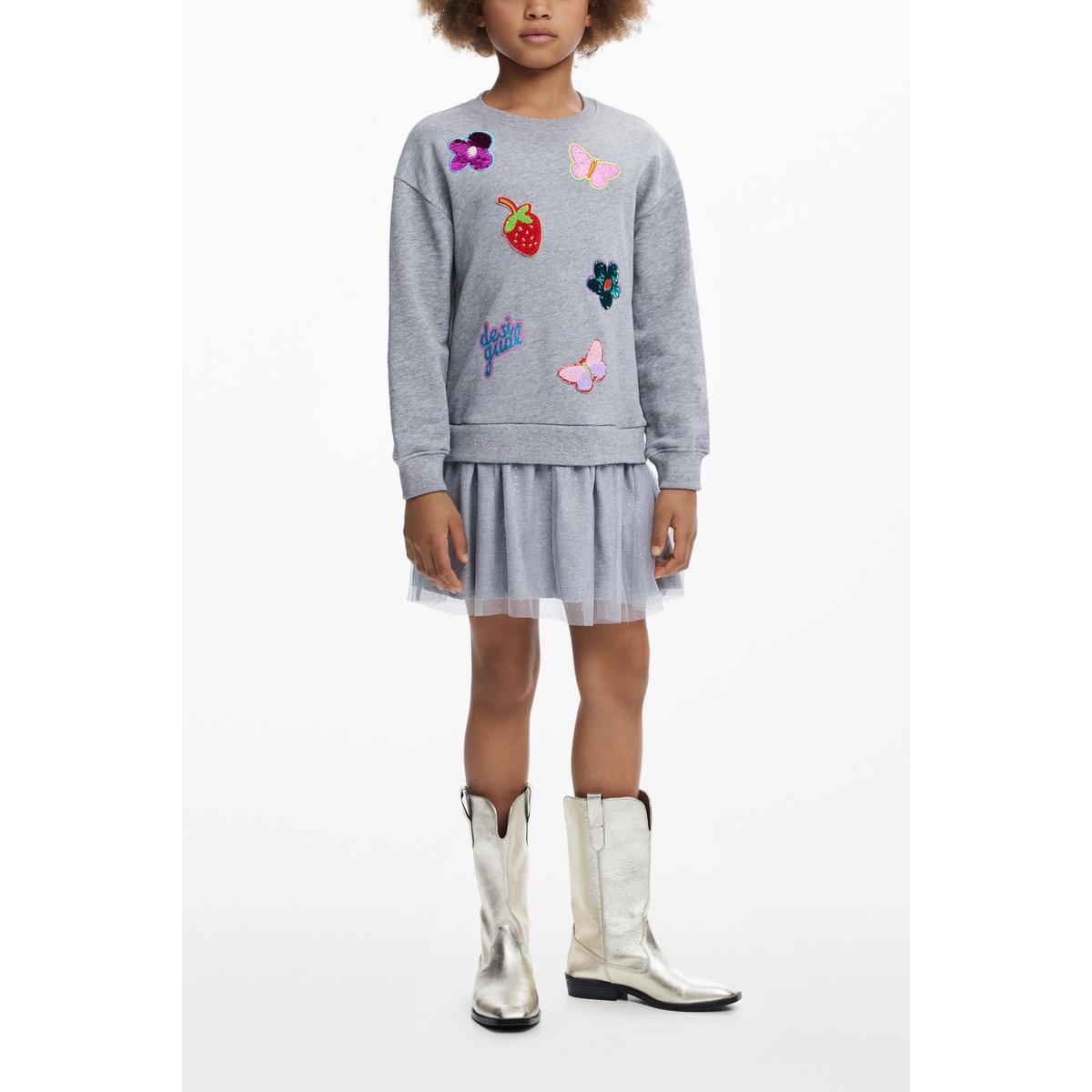 Robe jupe en tulle à motifs gris, DESIGUAL