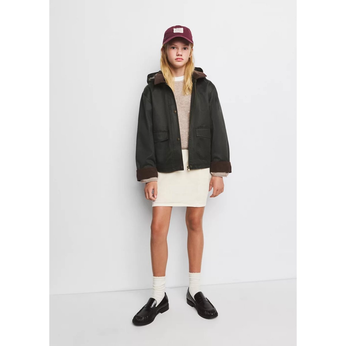 Veste à col en velours côtelé kaki, MANGO KIDS