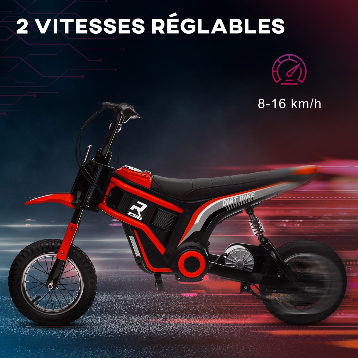 Moto électrique à conducteur assis PP Rouge rouge, HOMCOM