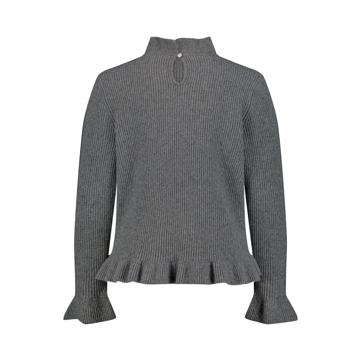 Pull-over en maille à col droit gris, CARTOON