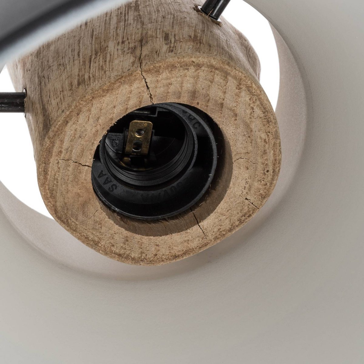 Suspension en métal scandinave, Trebale noir, bois clair, LINDBY