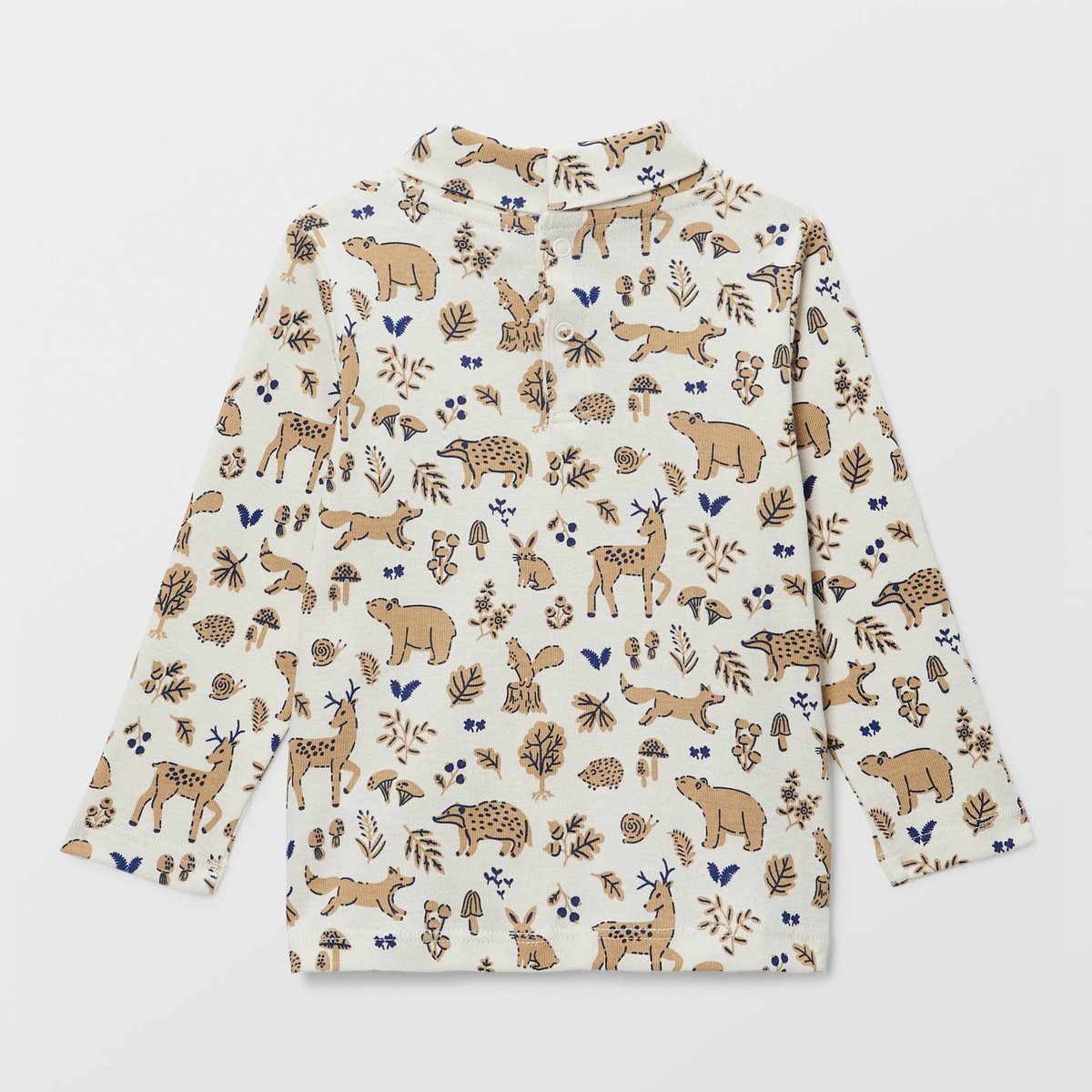 T-shirt manches longues col roulé imprimé en coton BIO GOTS naturel, BOUT'CHOU