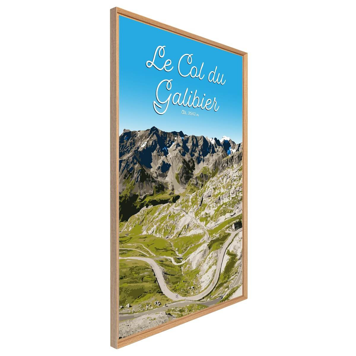 Tableau Mural Illustration Col Du Galibier MONTAGNE vert-fibres de bois, CEANOTHE